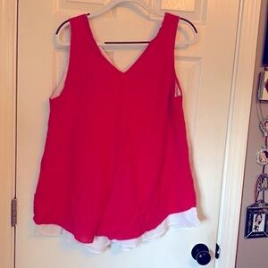 Pink and white cotton layered tank top xl